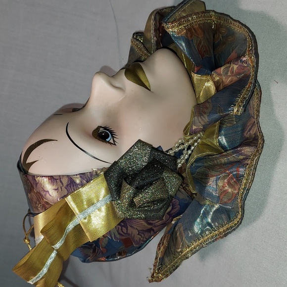 Vintage Stuffed Carnival Ceramic Wall Face Mask Stuffed - Picture 2 of 7